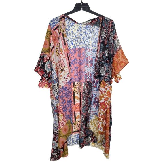 RAJ Womens Kimono Swimsuit Cover Up One Size Vacation Mixed Print Boho Open - Picture 1 of 8